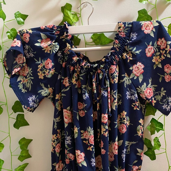 Blue Floral Romper - Picture 2 of 6